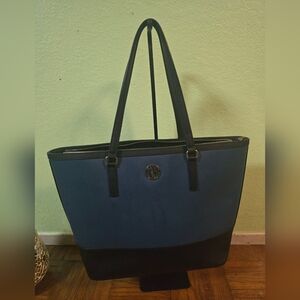 DKNY Elegant Blue and Black Tote Bag - Like New
